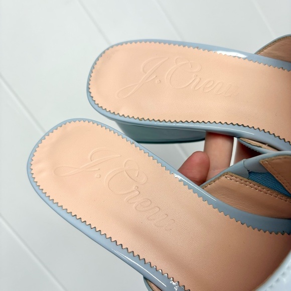 NEW J. Crew 1997 Mules in Patent Leather Icy Blue Heels Slides Sandals Size 10 - Picture 6 of 9